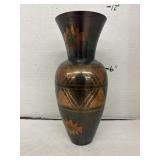 three toned decorated brass vase