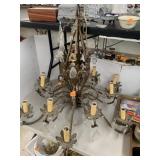 Large Chandelier with glass tear-drop decor