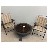 Fire Pit and 2 Folding Chairs
