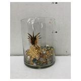 Glass Vase with glass stones, rocks and dice