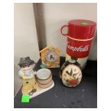 Egg, Statue, Clock, Campbell soup thermos