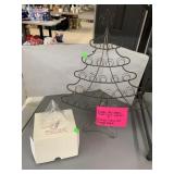 Vntg Christmas Tree card holder and Glass Art