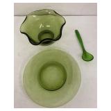 Indiana Glass Bowl and Plate, Plastic Spoon