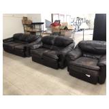 3 Piece Leather Couch Set - Couch, Loveseat,