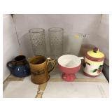 Pottery, Hobnail Vases, Etc.