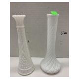 White Bud Vases, Hoosier Glass