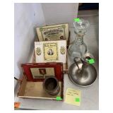 Vntg Cigar Boxes, Bottle, Metal Candle Holder