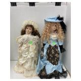 Porcelain dolls (blue dress & cream dress)