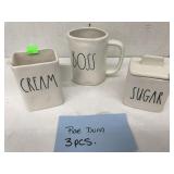 3 PCs Rae Dunn, Cream, Sugar, Mug