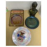Abe Lincoln Decor and 3 Plates