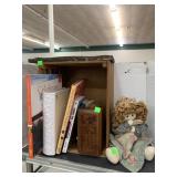 Wooden Crate, Ship Bookend, Books, Doll, Misc