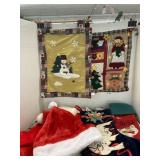 Christmas wall hangings, Stockings, and Santa