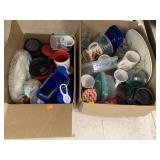 2 boxes of Mugs, Cups, Misc