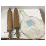 2 Rolling Pins and Cutting Boards