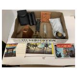 Misc flat, Postcards, Bells, Binoculars, Golf