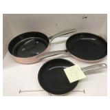 3 Non Stick Pink pans, 1 Lid