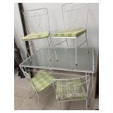 Metal Framed Glass Top Table & 4 Chairs