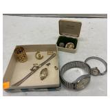 Vintage Watches, Pins,  & Misc Lot