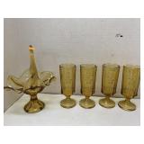 Yellow Glass Basket and Cups