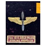 US Army Air Forces Winged Propeller Pin - Gold