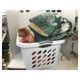 Laundry Basket w/ Fuzzy And Quilted Blankets