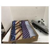 Lot of neckties and tie valet