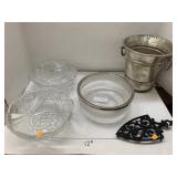 Glass Bowls, Metal Bucket Decor, Trivet
