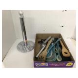 Marble base paper towel Holder & Flat of Utensils