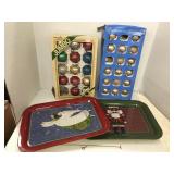 Ornaments and 2 trays