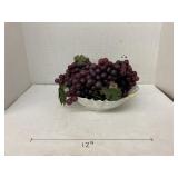 Vntg porcelain bowl and artificial grape clusters