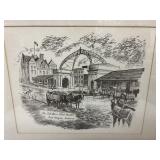 Signed Drawing / Print Old Barr Street Market in