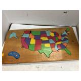 Wooden United States Puzzle  - missing some