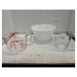 Pyrex Measuring Cups & Oven Ware Bowl