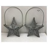 Pair of Galvanized Metal Star w/ Candle Placement