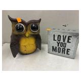 Metal Owl & Love You More Metal Decor