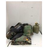 Military Helmet, Pants, Canteen, etc.