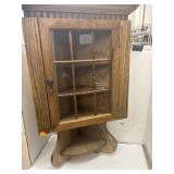 Vintage Hanging Oak Corner Cabinet w/ Shelf