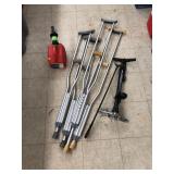 Crutches, Bike Pump, Gas Can, Grabber
