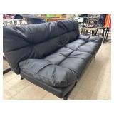 black faux leather futon sofa bed.