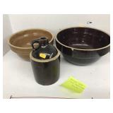 Antique 2 Bowls and crock, Earthenware