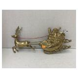Heavy brass Santa/reindeer wall hanging