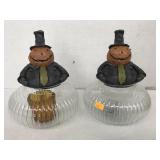 Pumpkin topped Candle Holders