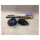 Baseball Bats, Mitt, Helmet