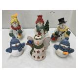 Resin and ceramic snowmen figures