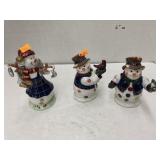 Snowmen salt/pepper shakers and angel figure
