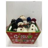 Merry Christmas bin full of chenille snowmen