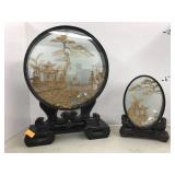 2 Oriental carved Cork Decorations