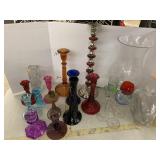 Glass items, Candle Sticks, Vase, Trumpet
