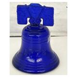 St. Clair blue glass Liberty Bell paperweight