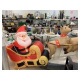 Santa and reindeer inflatable with lights